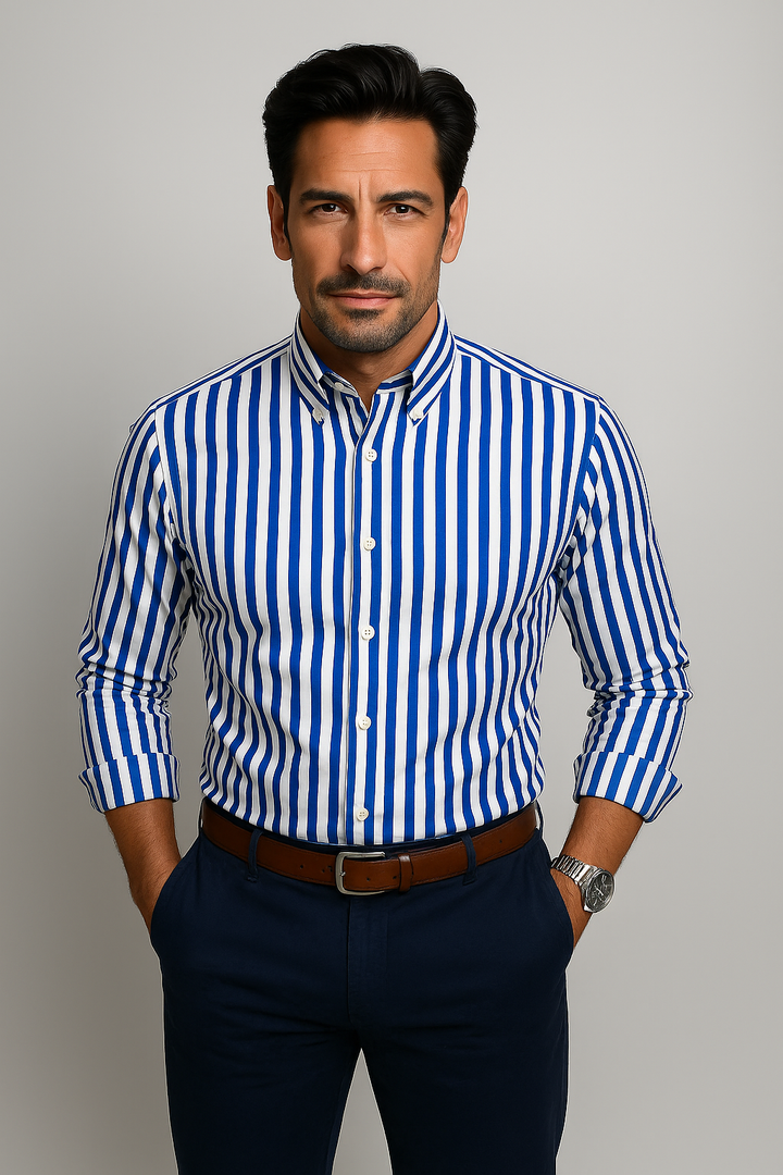 Carlos - Camisa de Listras Ousadas Masculina