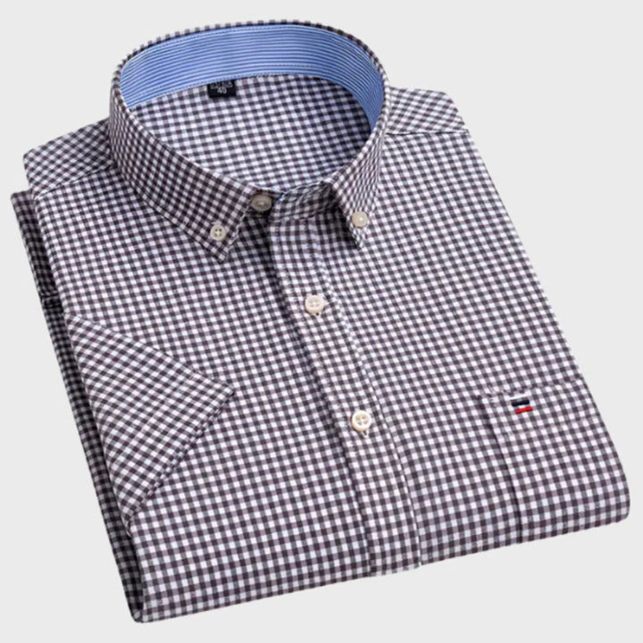 Mateus - Camisa Clássica de Algodão com Padrão