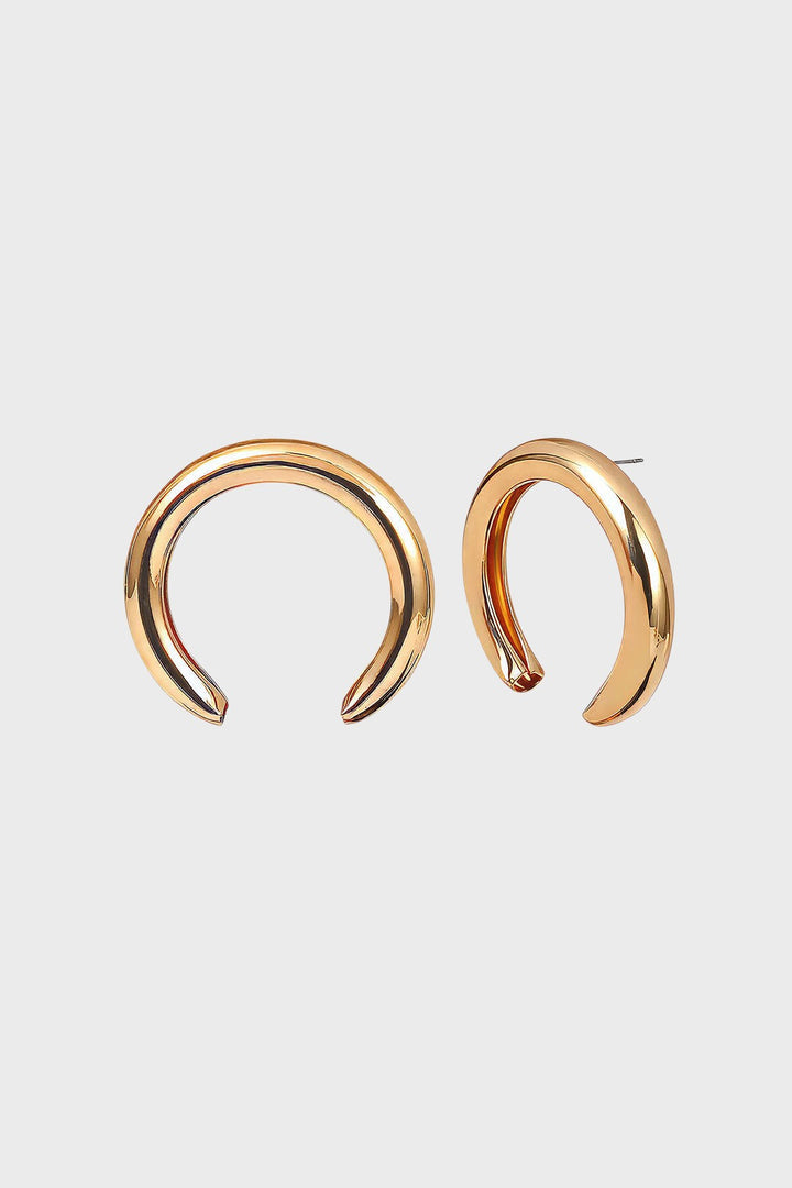 Brincos Geométricos Semicirculares em Metal Estilizado