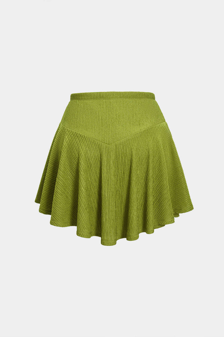 Sílvia- Conjunto de Top Assimétrico com Saia Pregueada