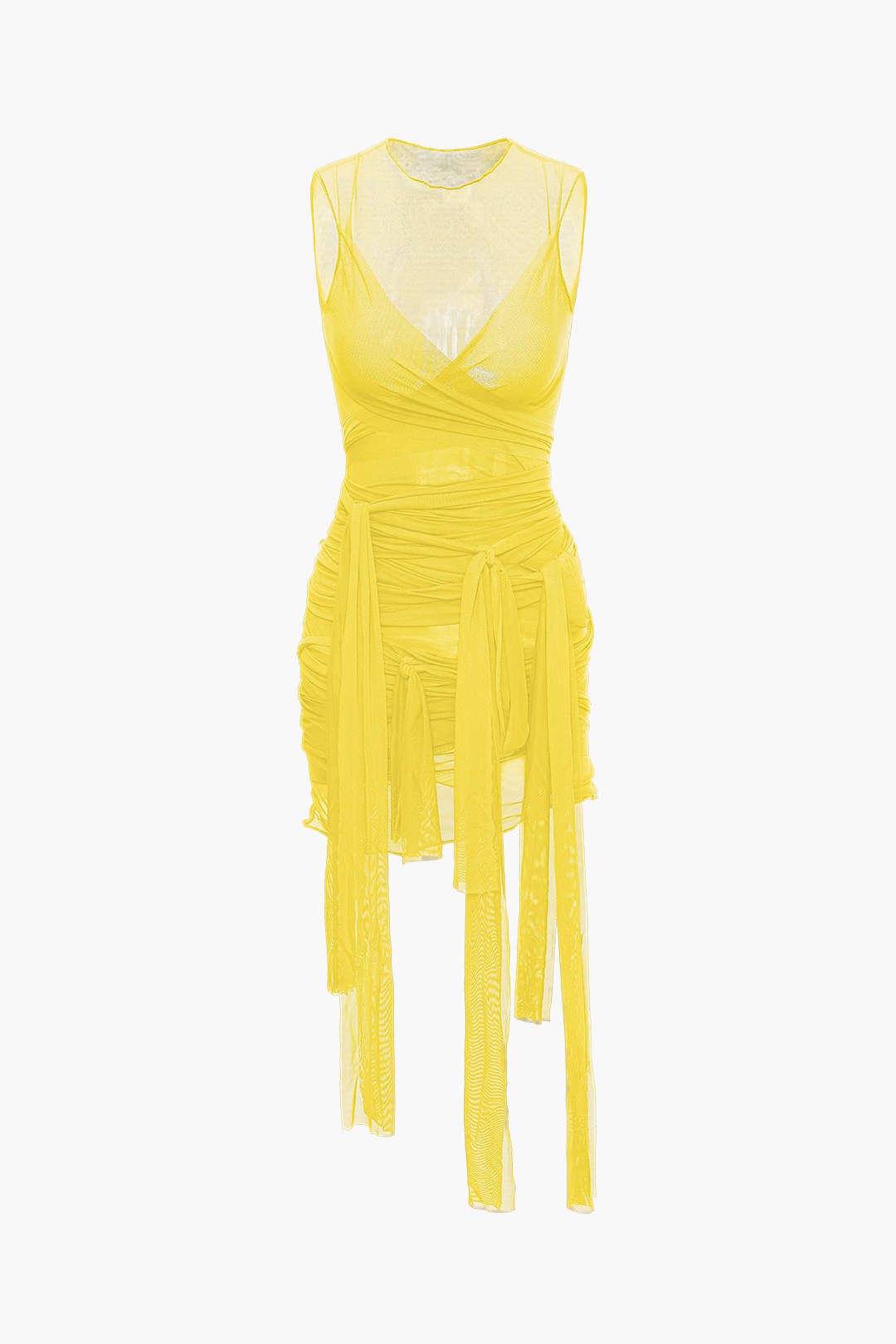 Nilda – Vestido Mini de Malha Transparente com Detalhe em Laço