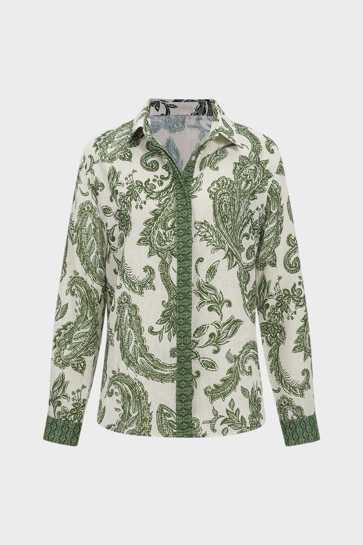 Sofia - Camisa de Manga Larga com Flores