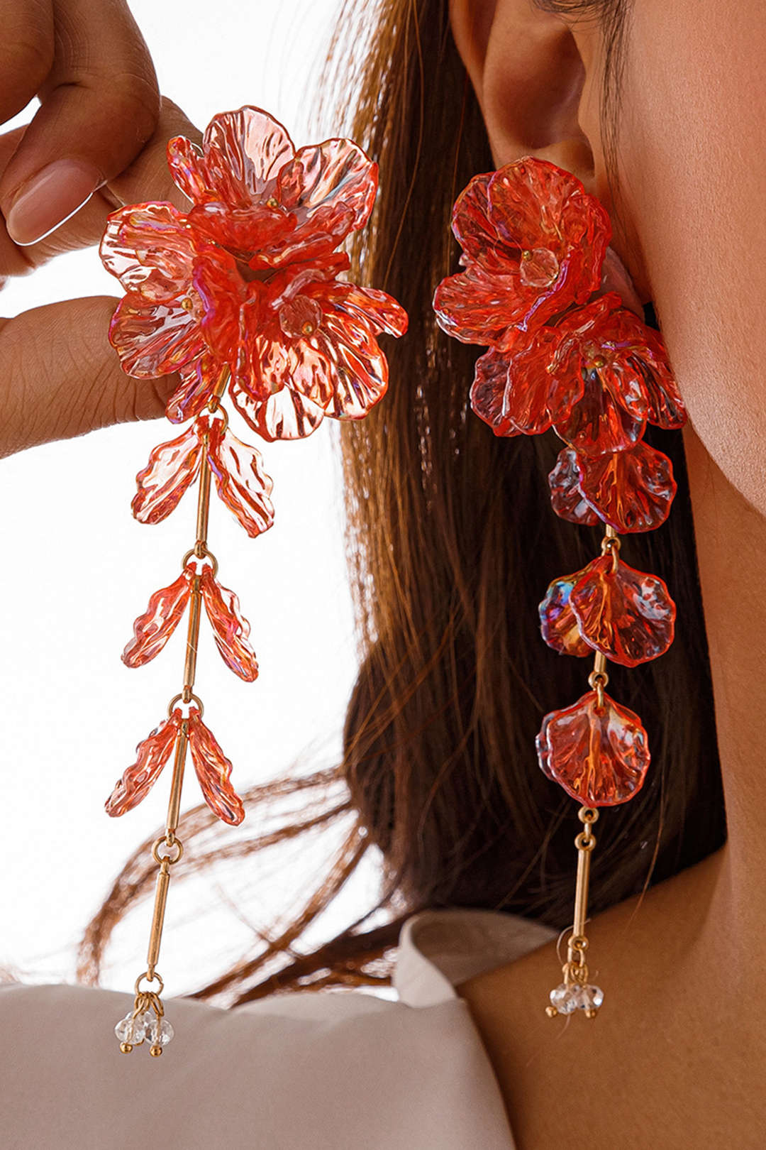 Brincos Florais com Franjas