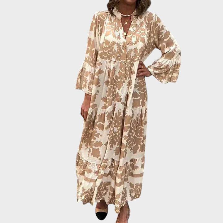 Alava - Vestido Longo Boémico Com Padrão Moderno