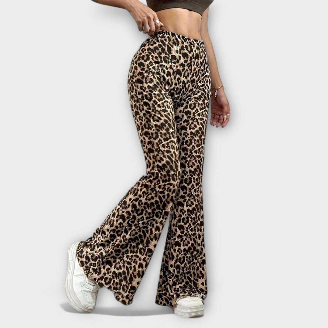 Beatriz - Calças bootcut leopardo