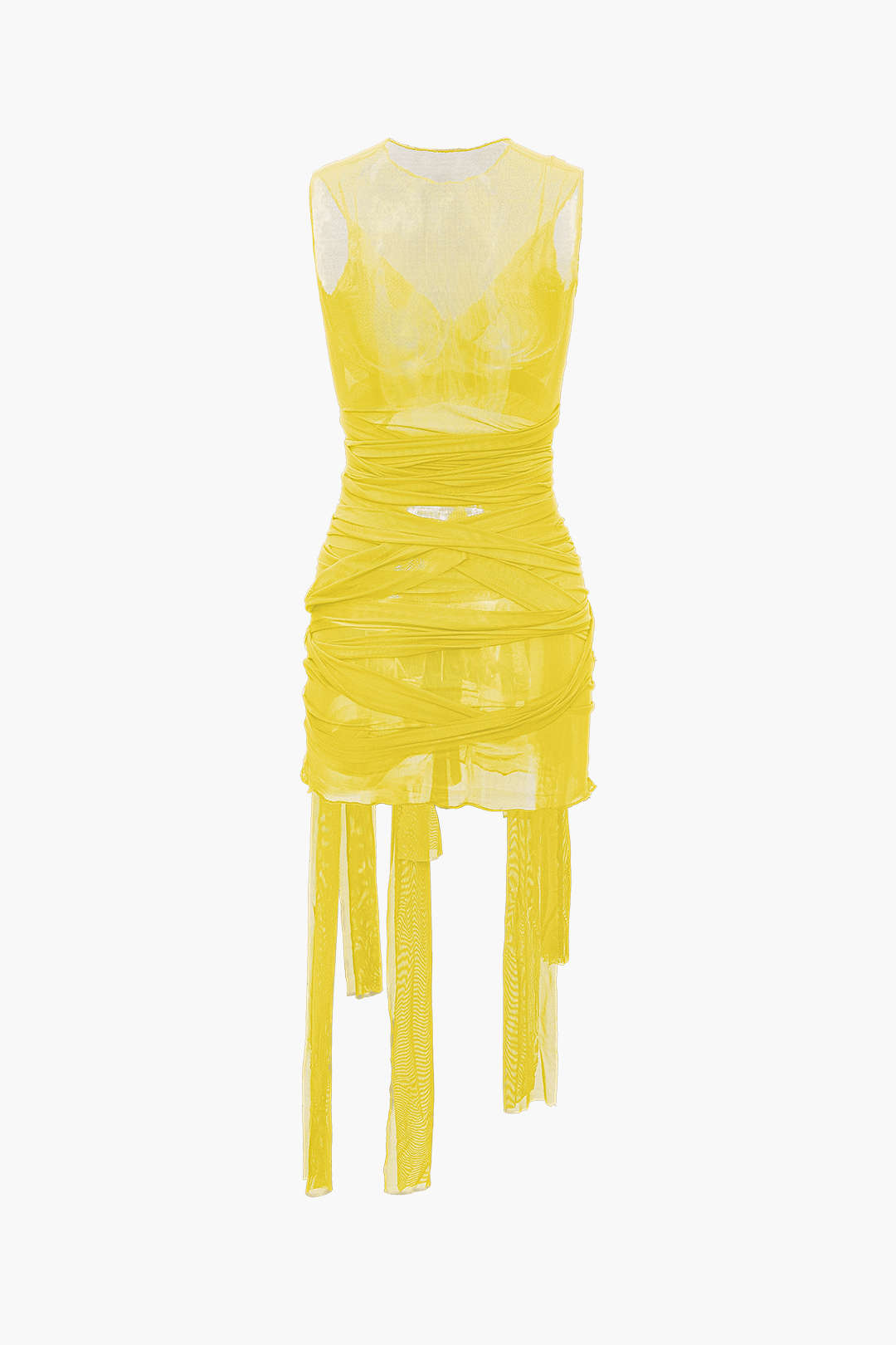 Nilda – Vestido Mini de Malha Transparente com Detalhe em Laço