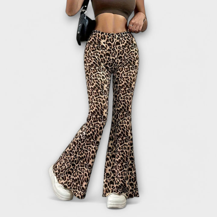 Beatriz - Calças bootcut leopardo