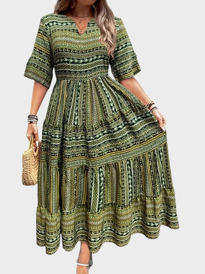 Huelva - Vestido Boémio Elegante Com Padrão Étnica