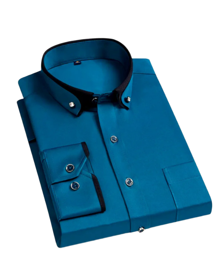 João - Camisa Sofisticada Masculina com Gola em Contraste
