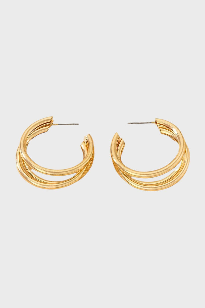 Brincos de Metal em Camadas com Design Circular