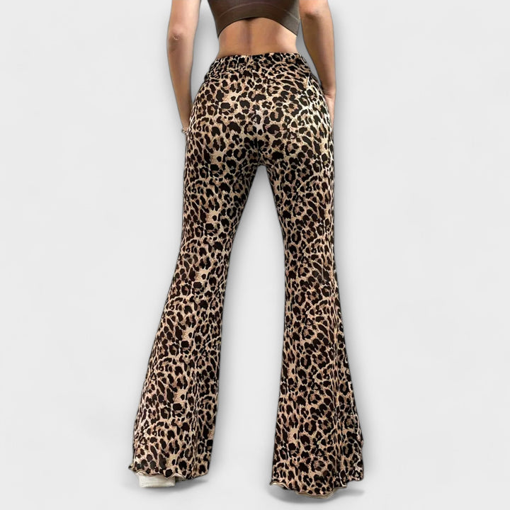 Beatriz - Calças bootcut leopardo