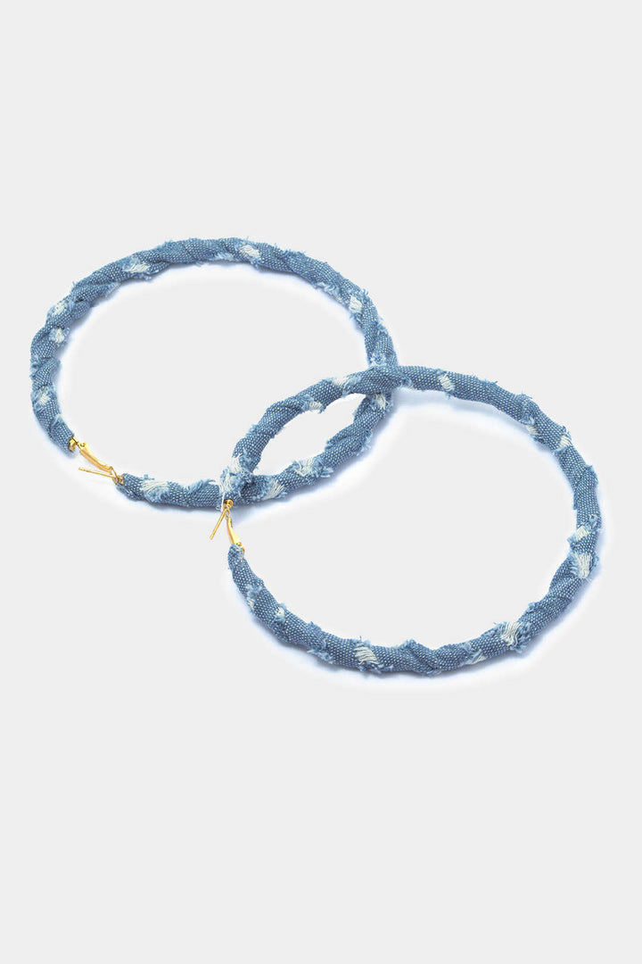 Brincos de Argola em Denim Estilo Desgastado