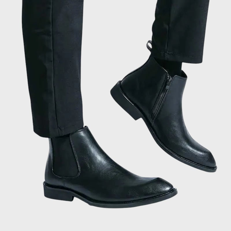 Rui - Elegantes Botas Exlentes de Couro com Zíper