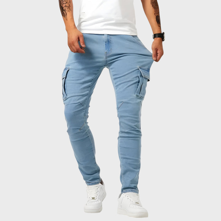 Samuel - Calças Cargo em Denim