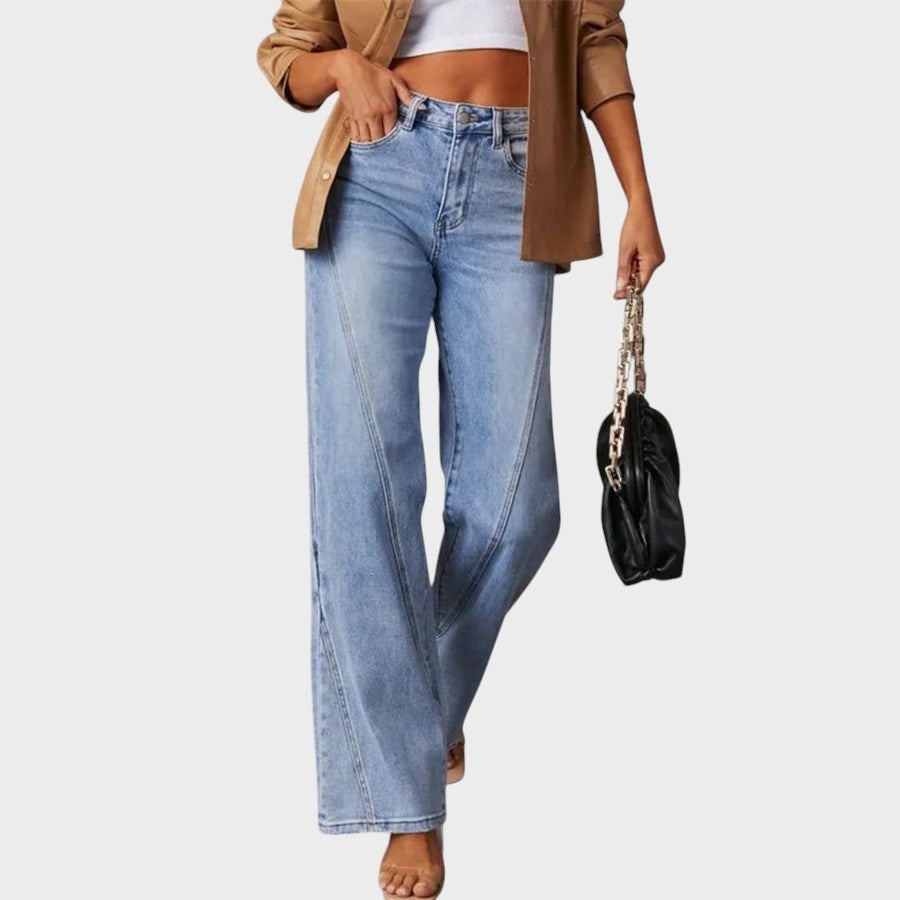 Inês - Calça jeans longa com cintura subida