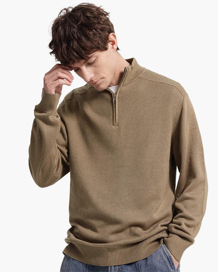 Diogo - Camisola fecho meio-zip clássica de lã