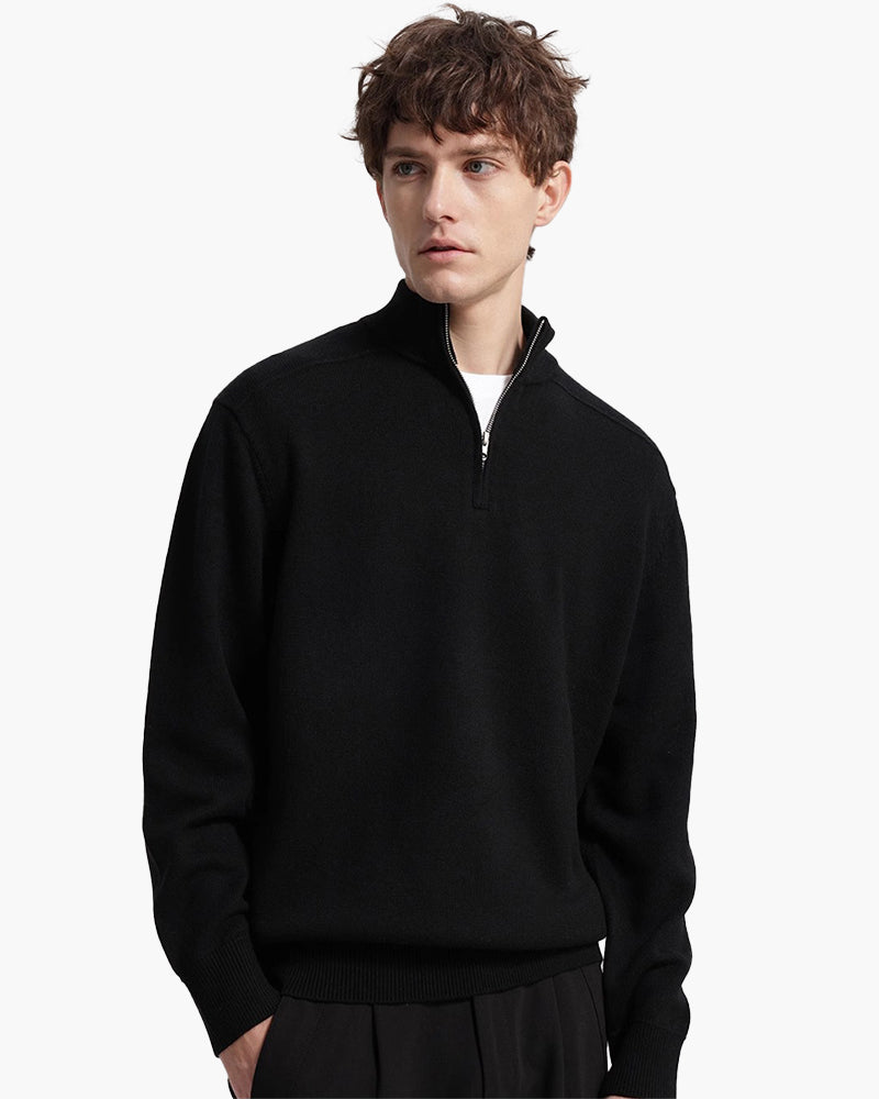 Diogo - Camisola fecho meio-zip clássica de lã