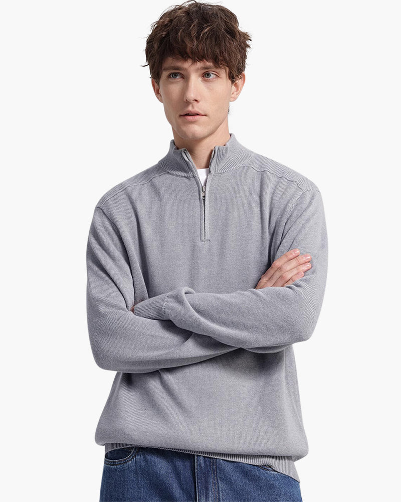 Diogo - Camisola fecho meio-zip clássica de lã