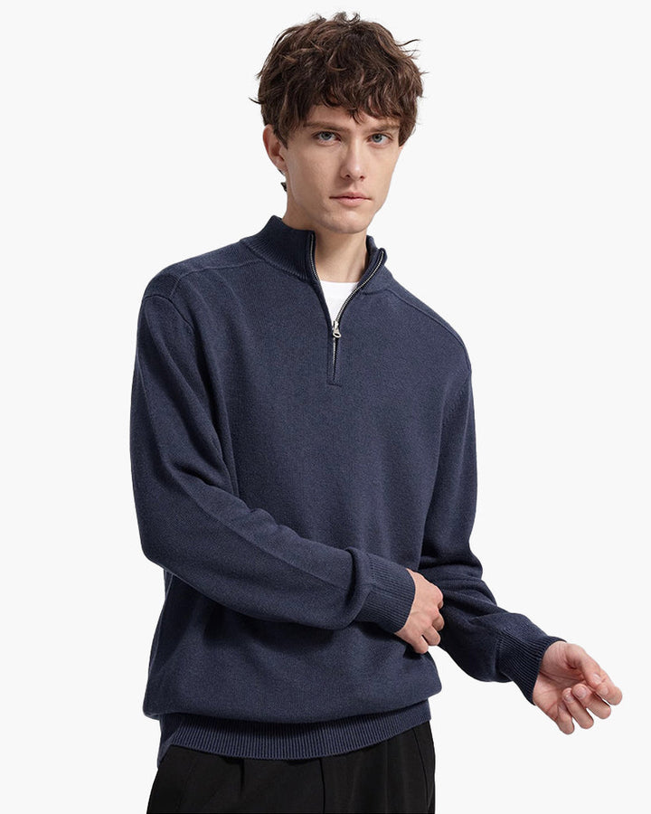 Diogo - Camisola fecho meio-zip clássica de lã