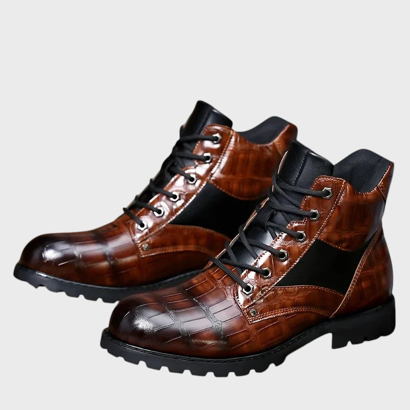 Isac - Elegantes Botas Chelsea em Couro de Crocodilo