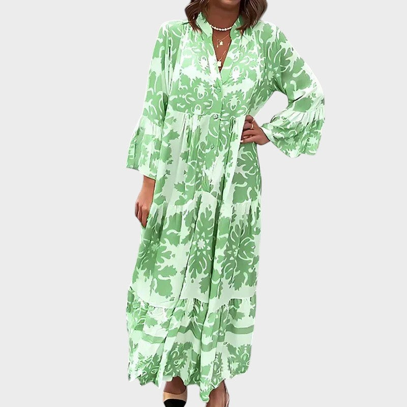 Alava - Vestido Longo Boémico Com Padrão Moderno