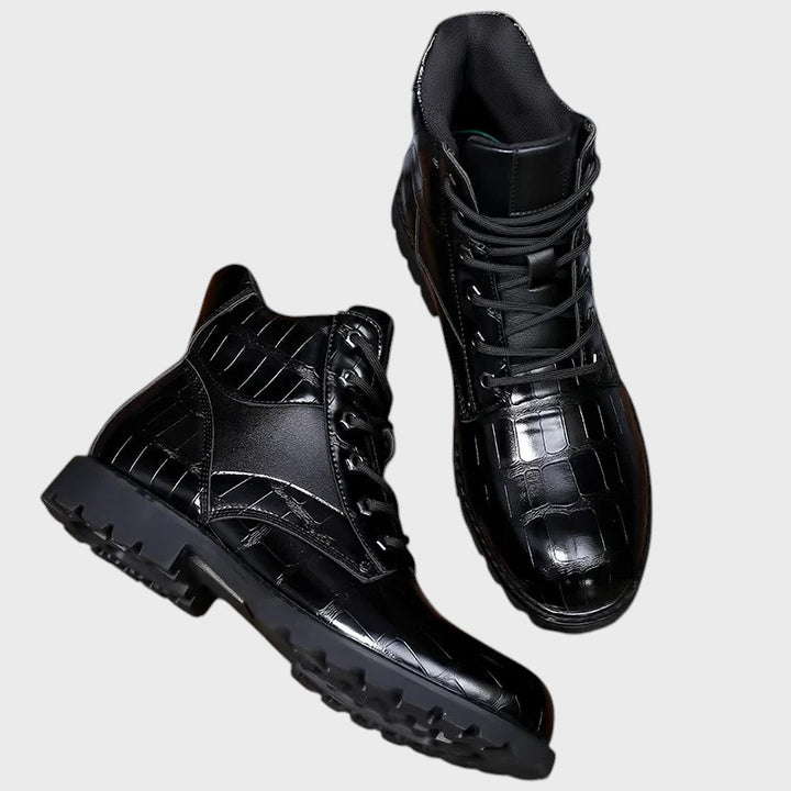 Isac - Elegantes Botas Chelsea em Couro de Crocodilo
