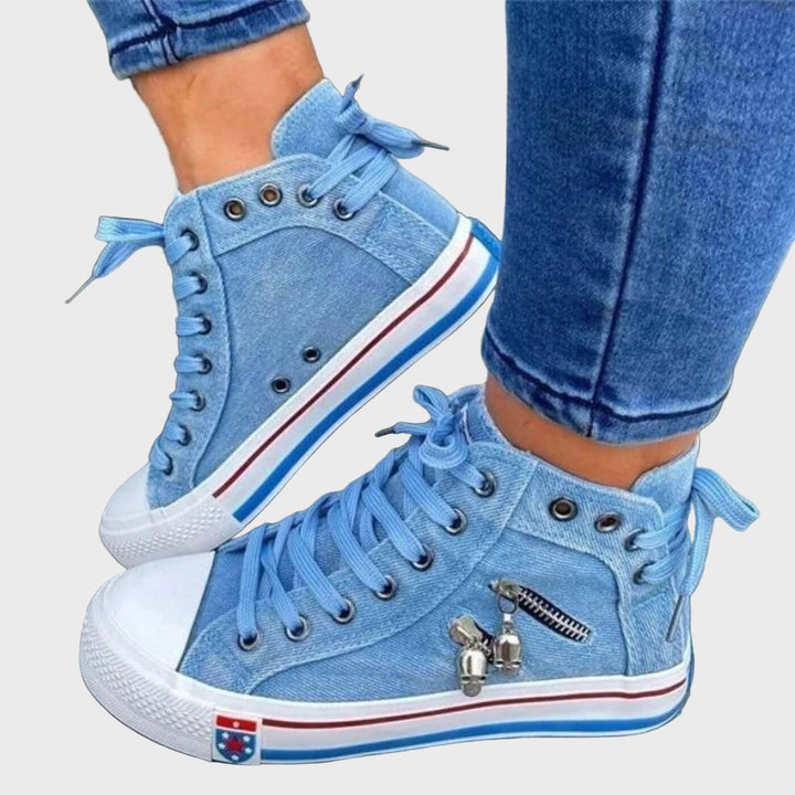 Ana - Ténis Casuais Altos em Estilo Denim