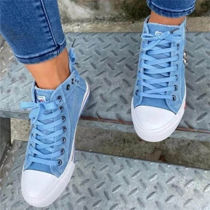 Ana - Ténis Casuais Altos em Estilo Denim
