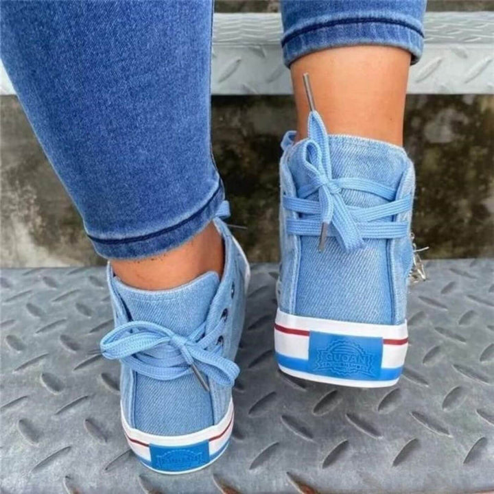 Ana - Ténis Casuais Altos em Estilo Denim