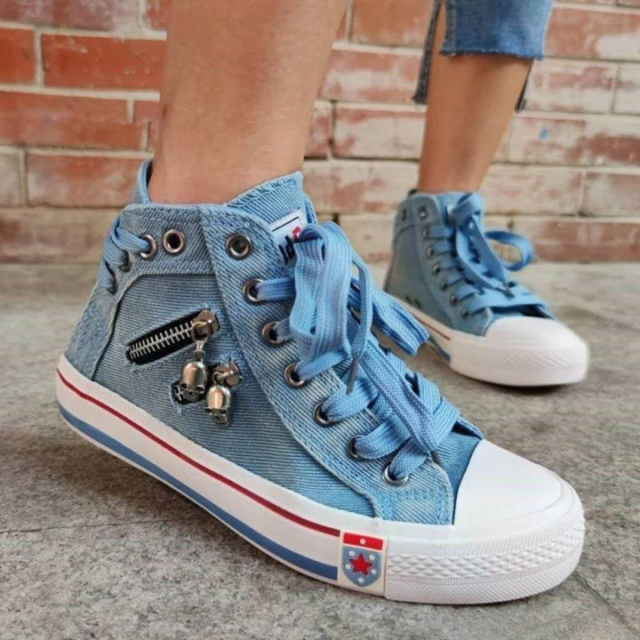 Ana - Ténis Casuais Altos em Estilo Denim