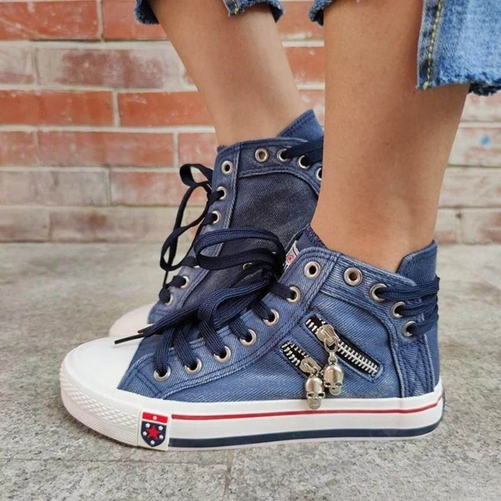 Ana - Ténis Casuais Altos em Estilo Denim