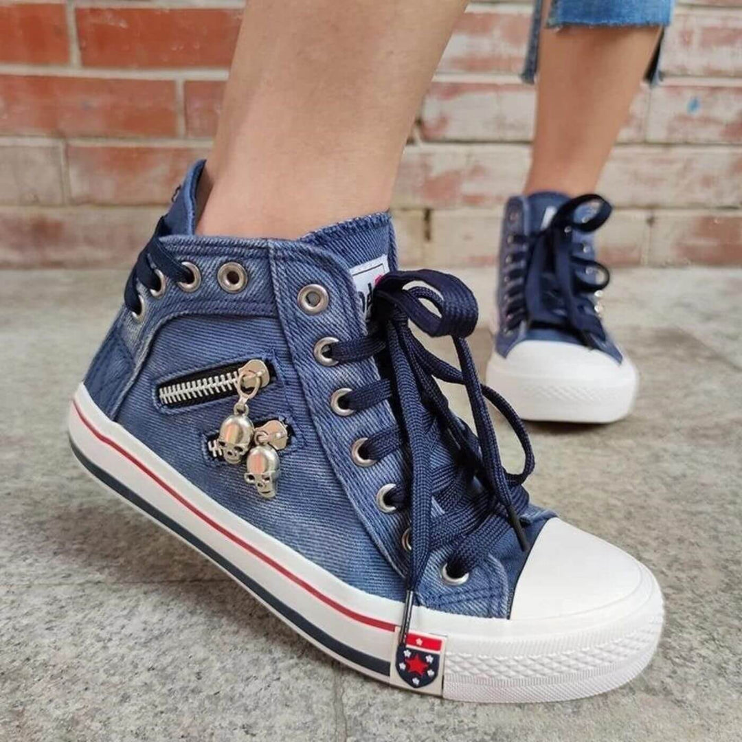 Ana - Ténis Casuais Altos em Estilo Denim
