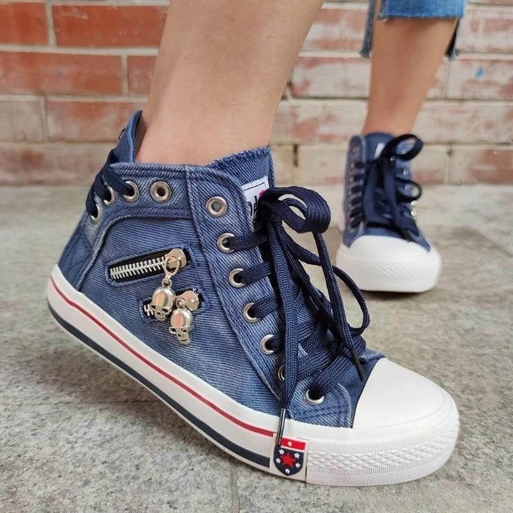Ana - Ténis Casuais Altos em Estilo Denim