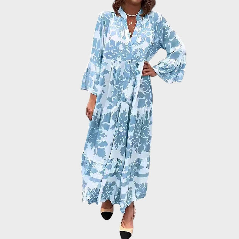 Alava - Vestido Longo Boémico Com Padrão Moderno