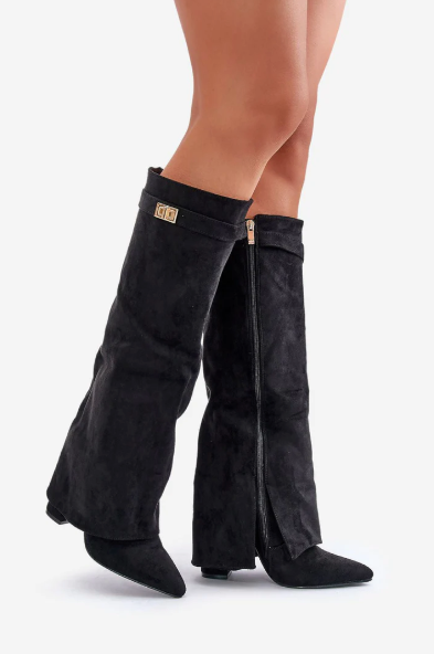 Adriana - Botas de camurça sintética com detalhe dobrável