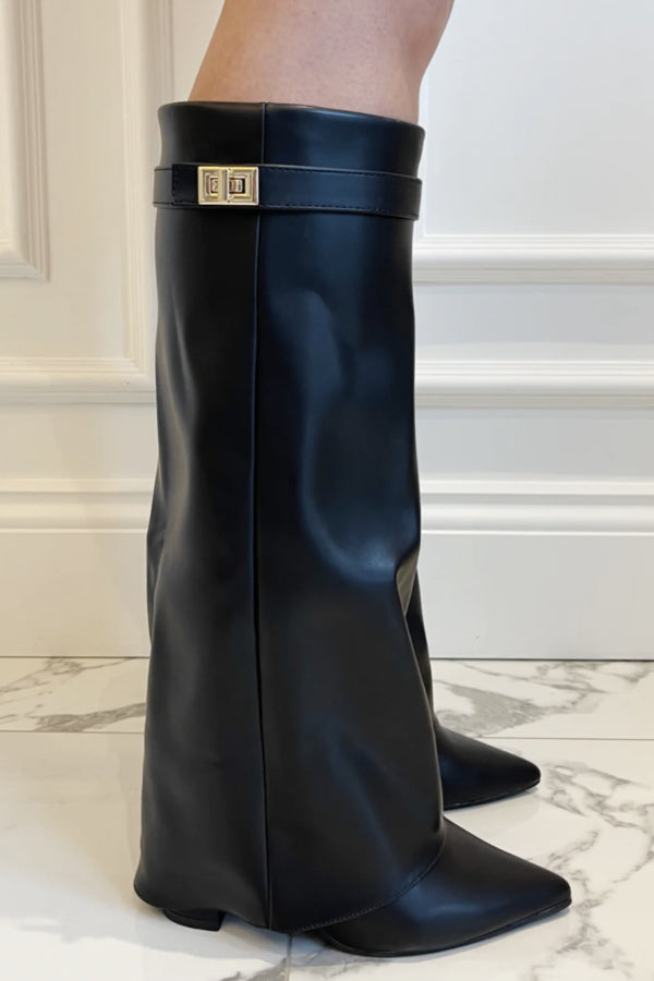 Adriana - Botas de camurça sintética com detalhe dobrável