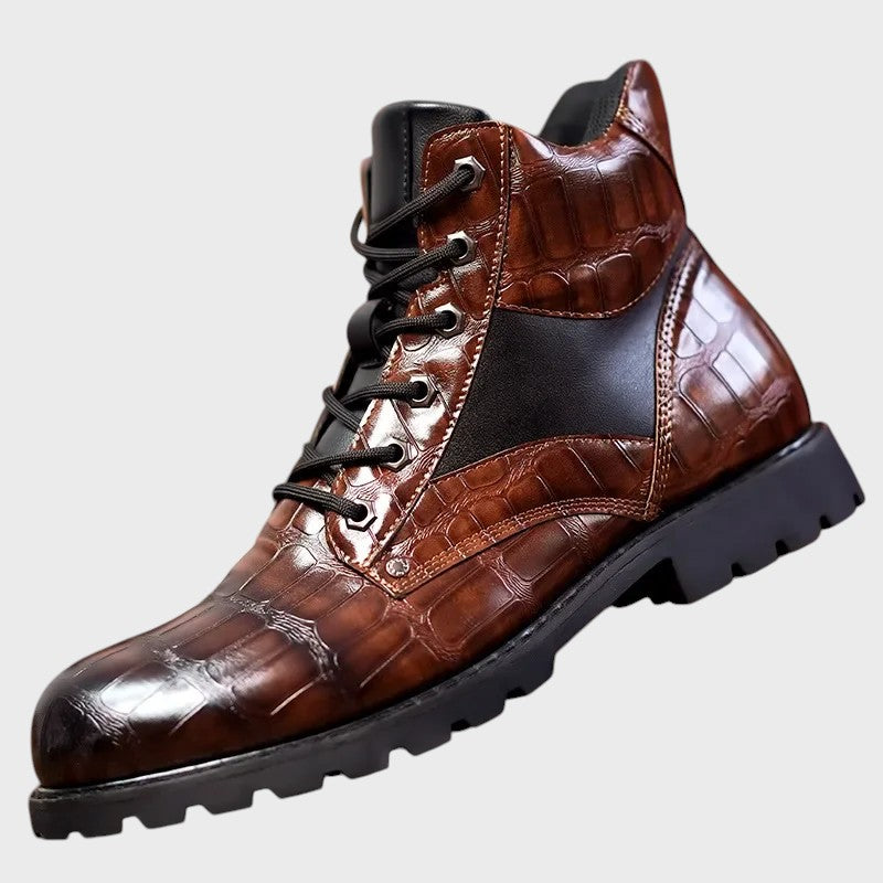 Isac - Elegantes Botas Chelsea em Couro de Crocodilo