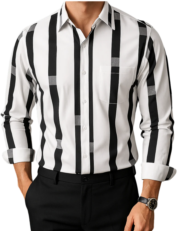 Leandro - Camisa de Listras Estilosas para Homens