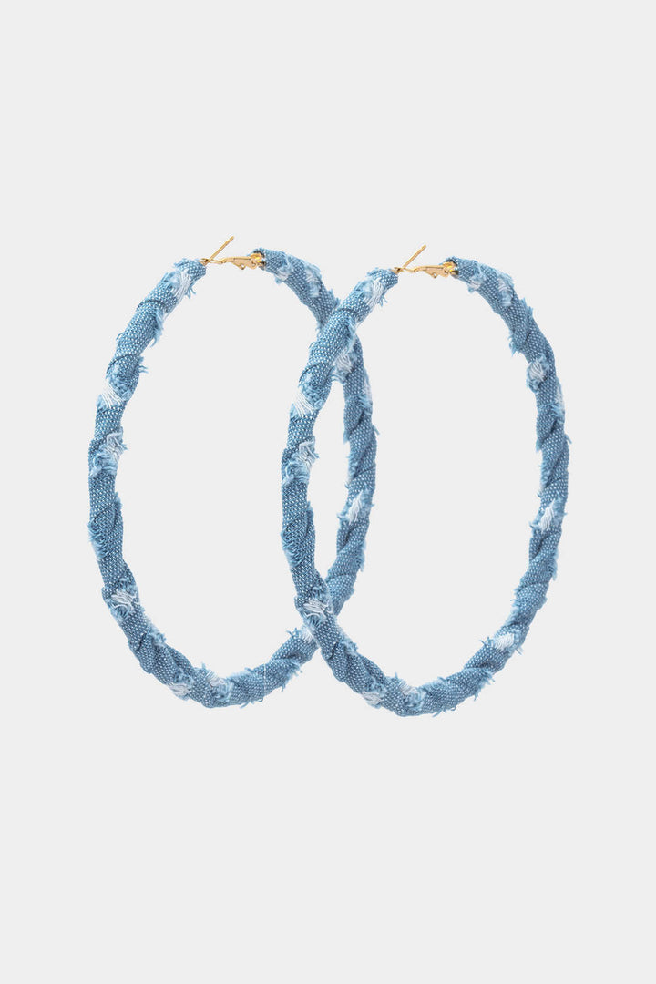 Brincos de Argola em Denim Estilo Desgastado