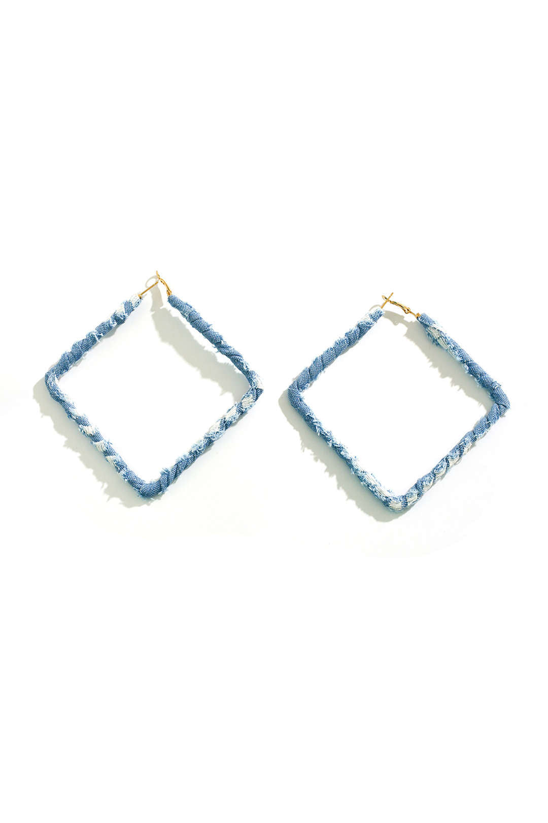 Brincos de Argola em Denim Estilo Desgastado