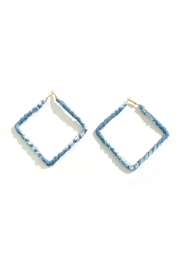 Brincos de Argola em Denim Estilo Desgastado