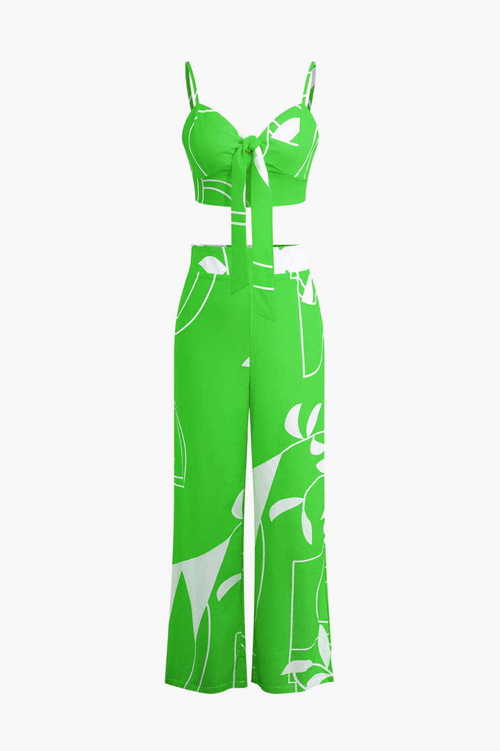 Vera - Conjunto Cami com Nó e Calças Tropicais