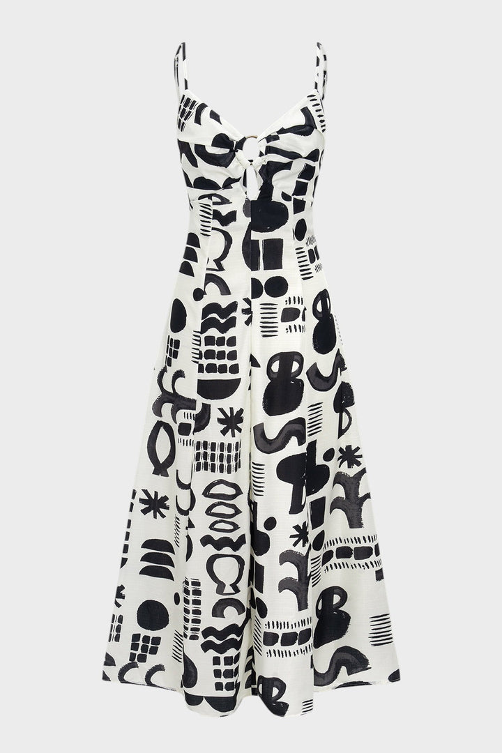 Mena - Vestido Médio com Padrão Geométrico Vintage