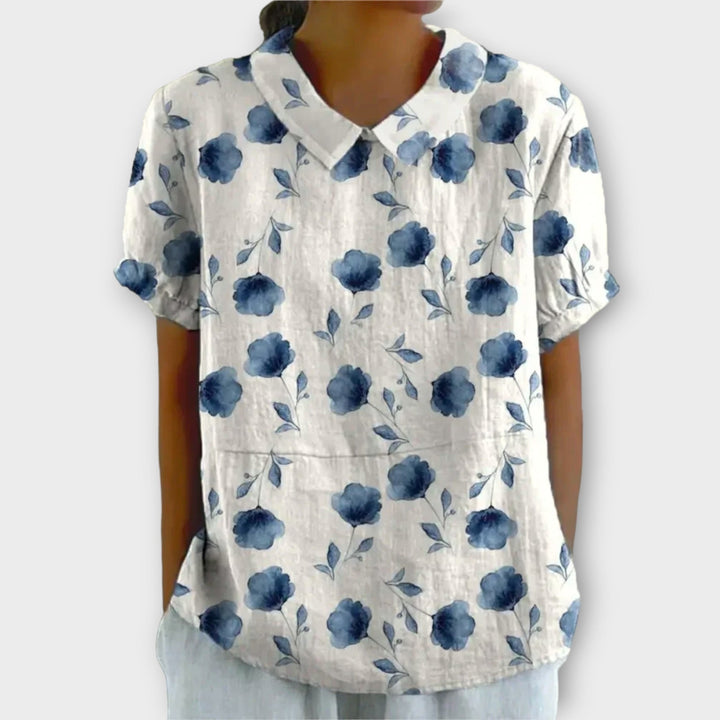 Bruna - Blusa Floral em Algodão e Linho