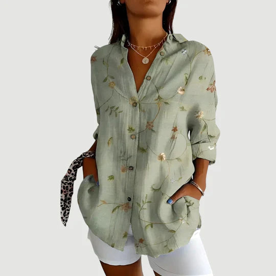 Amália - Camisa com estampas vibrantes