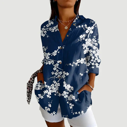 Amália - Camisa com estampas vibrantes