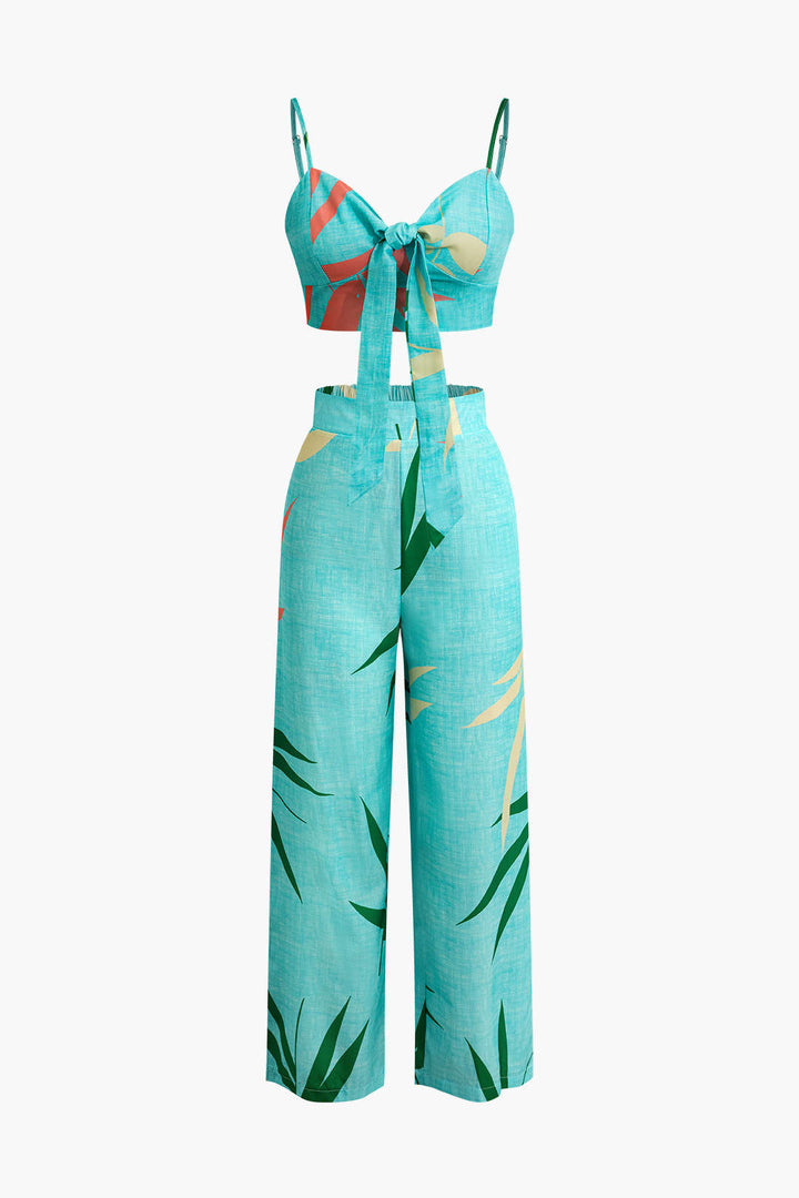 Vera - Conjunto Cami com Nó e Calças Tropicais