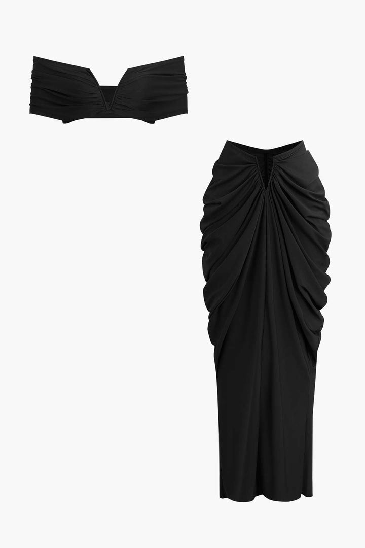 Dora - Conjunto Top Decote V & Saia Maxi