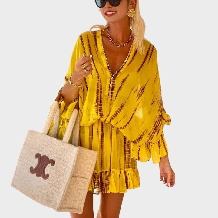 Eliana - Vestido Curto Elegante Com Decote Em V e Cintura Alta