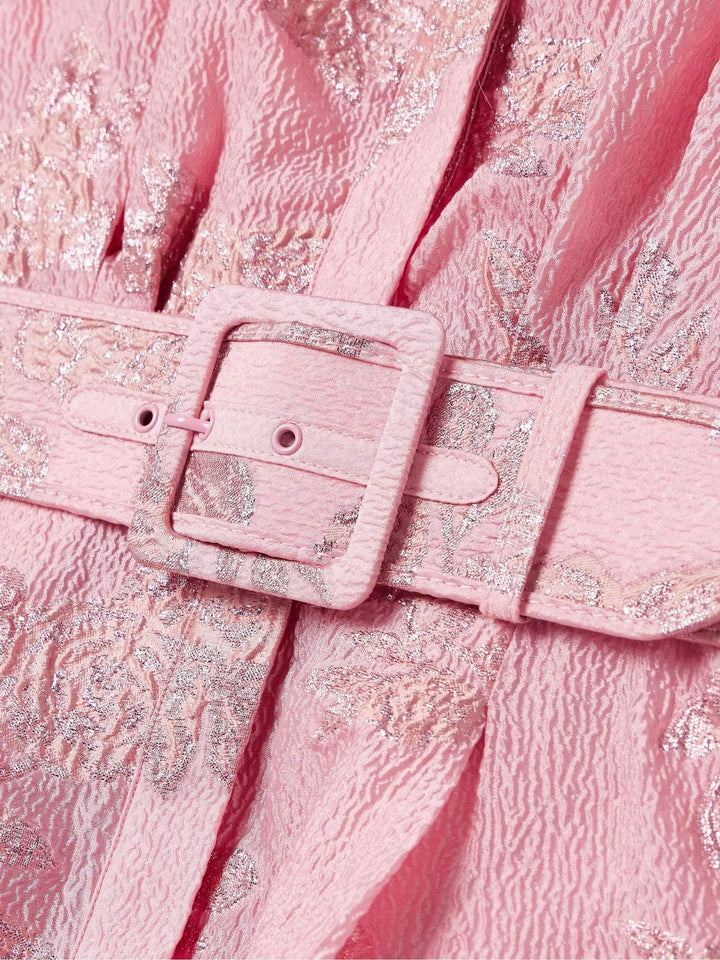 Lurdes – Vestido Rosa com Colarinho Cintura Alta